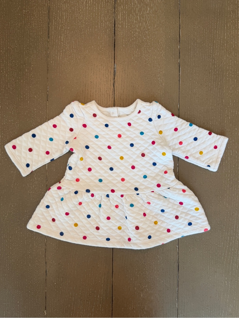 Baby Gap Infant Girls Quilted Rainbow Polka Dot Long-Sleeve Dress • Size 3-6M